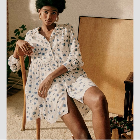 NWT Sezane Aurora Dress "Blue Rose" size 2/ 34/ UK 6 Sold Out - Picture 11 of 11